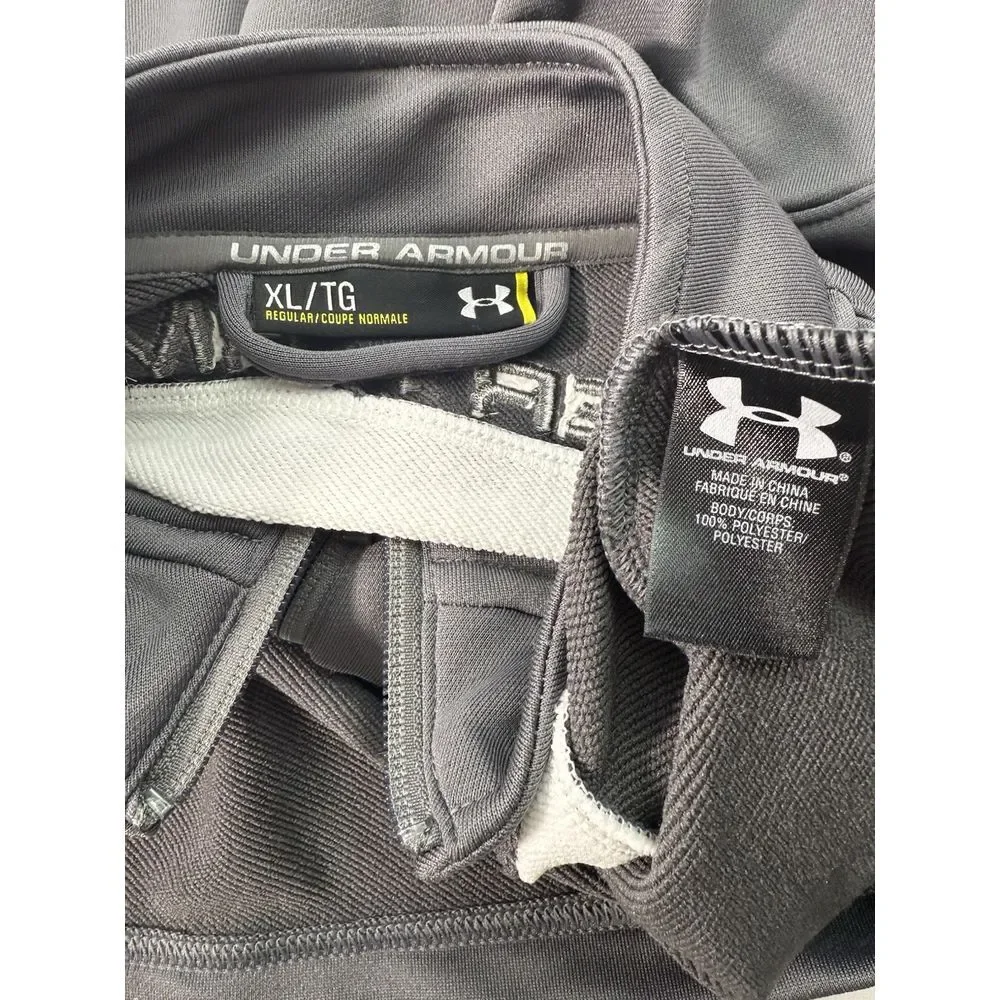 Under Armour Full Zip Long Sleeve Gray‎ Embroidered Spellout Track Jacket Sz XL